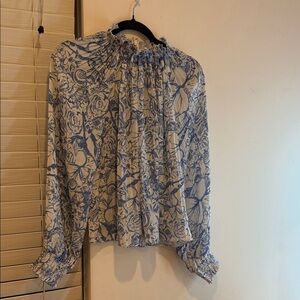 Chic Blue Floral Women's Blouse